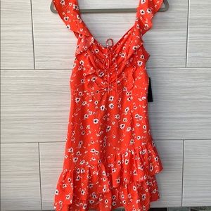 NWT Lulus Floral Ruffled Mini Skater Dress